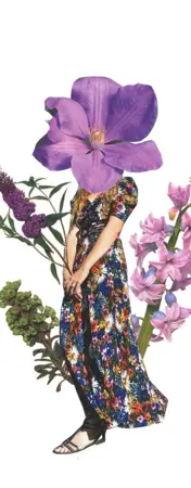 artwork featuring a person and a flower