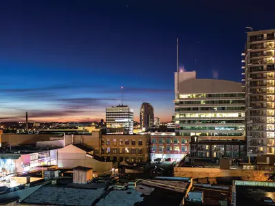 aerial view of downtown city